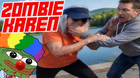 Zombie Karen Tries To Bite a Dude For Fishing in Her Pond