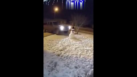 A kid was fed up with the fact that every time he made a snowman someone ran over him