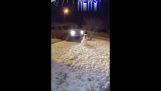 A kid was fed up with the fact that every time he made a snowman someone ran over him