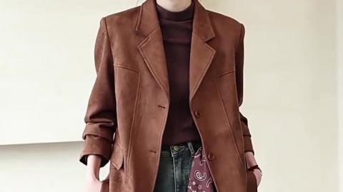 Chic faux suede blazer — vintage vibes with modern elegance