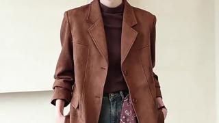 Chic faux suede blazer — vintage vibes with modern elegance