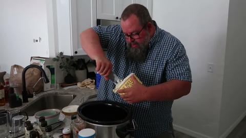 BRANDON: Has his Way with some Blue Bell Ice Cream...WITH A KNIFE )