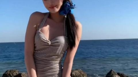 Stylish Full Swimsuit with Sheer Mesh and Tie-Dye Skirt Cover-Up