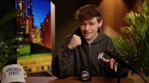 Nick Fuentes: "She's standing outside the house like an idiot... and, yes, I physically removed..."