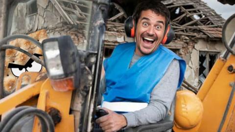Man Destroys the Back of His House With Excavator After Fight With Wife