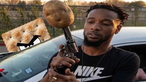Guy Commits 3 Felonies in 25 Seconds Seeing if Potato Can be a Silencer