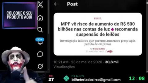 MPF VÊ RISCO DE R$ 500 BI NA SUA CONTA DE LUZ (Laudelino RJ)