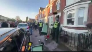 Patriots mostly peaceful protesting and attacking system pigs in Southampton