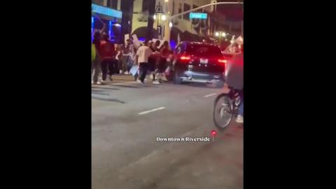 “NO KINGS” Rioters ATTACKED a driver in Riverside, CA, so the the driver drove through