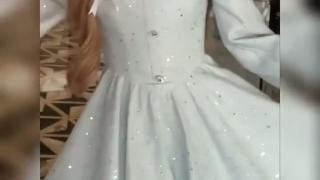 Women's Light Blue Doll Collar Mini Dress – Elegant Long Sleeve Princess Style