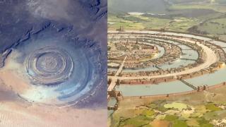 Sign in Lost Roman Map has ATLANTIS at Eye of Sahara Africa! (Richat Structure)