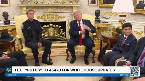 President Trump Greets Lifeguard Ryder Williams
