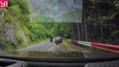 FUCKTARD GLUED TO HIS SHITTY MOBILE - meets bear cub