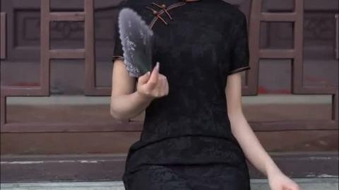 Vintage Black Shanghai Qipao Dress with Mandarin Collar and Traditional Chinese Style