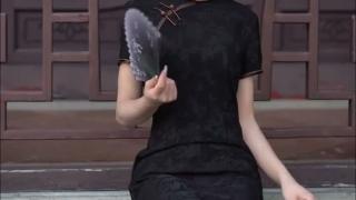 Vintage Black Shanghai Qipao Dress with Mandarin Collar and Traditional Chinese Style