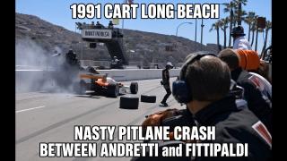 1991 CART Long Beach MASSIVE Pitlane accident with Mi. Andretti and Fittipaldi. Hell breaks loose!!