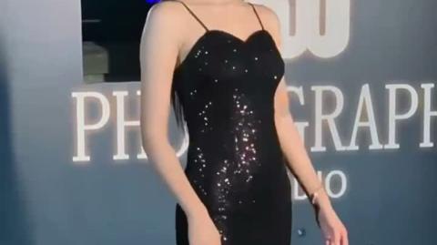 Luxury Black Sequin Evening Gown with Elegant Spaghetti Straps and Glamorous Silhouette