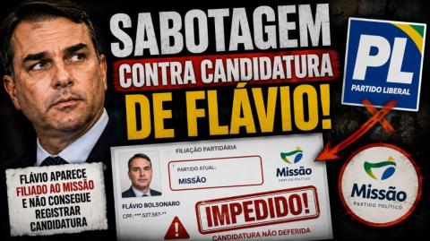 Flávio Bolsonaro não consegue registrar sua candidatura no TSE devido a filiação fraudulenta (Max Cardoso)