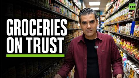 Iranian shopkeeper lets struggling families buy groceries on trust