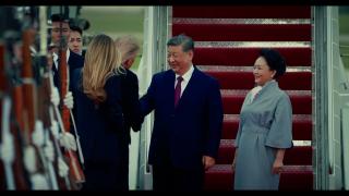 President Trump and The First Lady greet President Xi of China and Madame Peng Liyuan at JBA