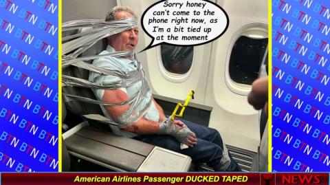 American Airlines Passenger DUCKED TAPED