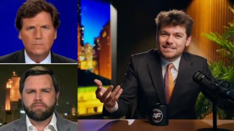 Nick Fuentes shuts down Tucker and Vance's "secular government of Israel" narrative