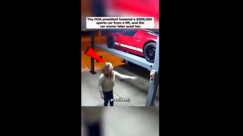 HOA NANNY DESTROYS MANS CAR INSIDE HIS OWN GARAGE      ( Were you FUCKING with it? )