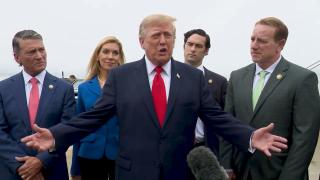 President Trump Gaggles with Press at Dallas Fort Worth International Airport, Oct. 1, 2026
