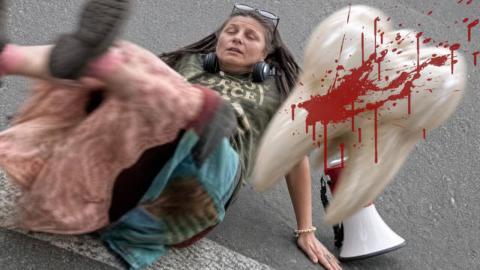 GranTIFA get Teeth Knocked Out with Own Megaphone